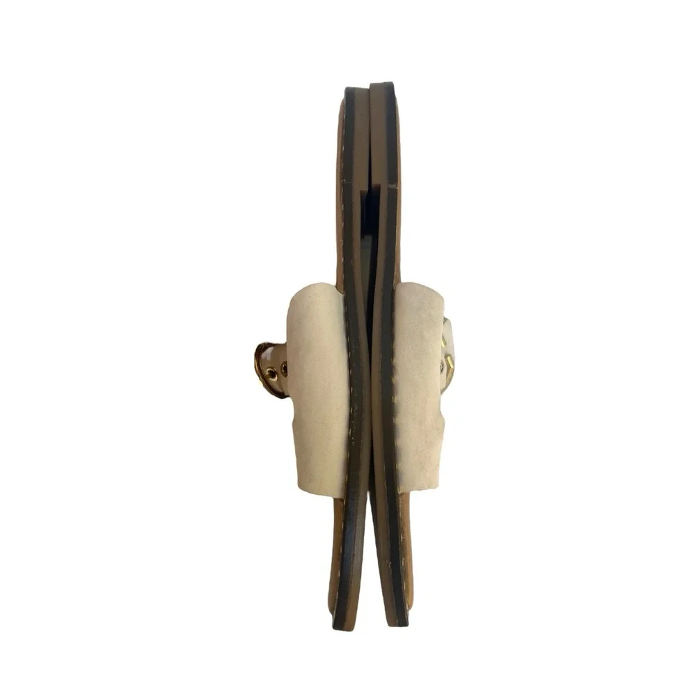Mila Paoli Ivory Suede Leather Slides Sandals Made‎ in Italy Womens 9